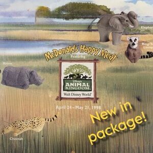 1998 McDonald’s Disney Animal Kingdom Happy Meal Toys Set of 4 NEW Lemur, Rhino